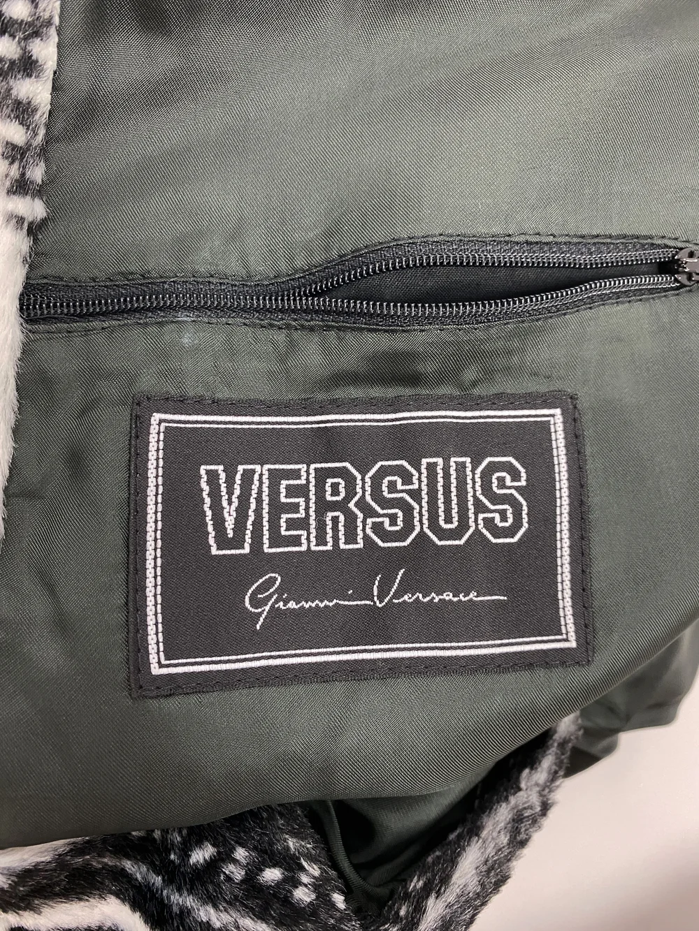 Gianni Versace Versus faux fur printed coat — JAMES VELORIA